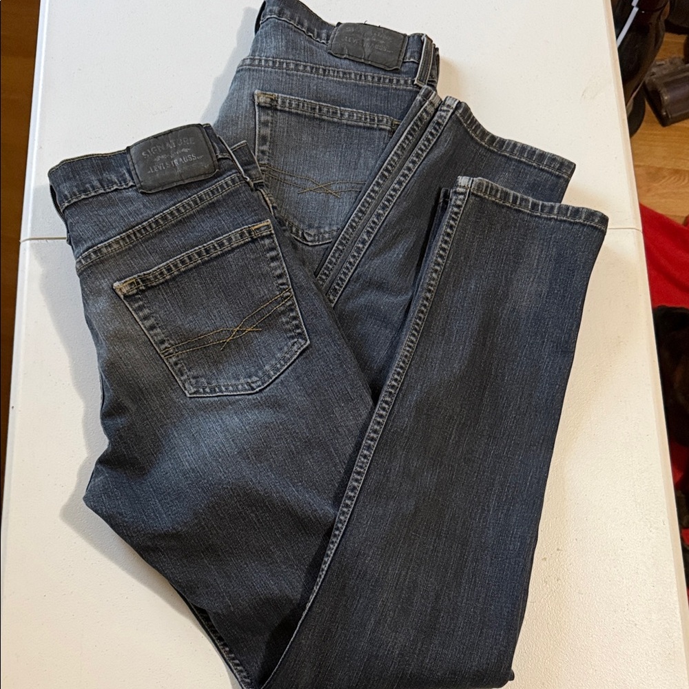 Signature by Levi Strauss Dark Blue Straight Jeans